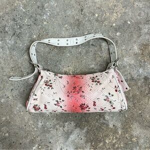 White Pink Floral Ombre Studded Bag